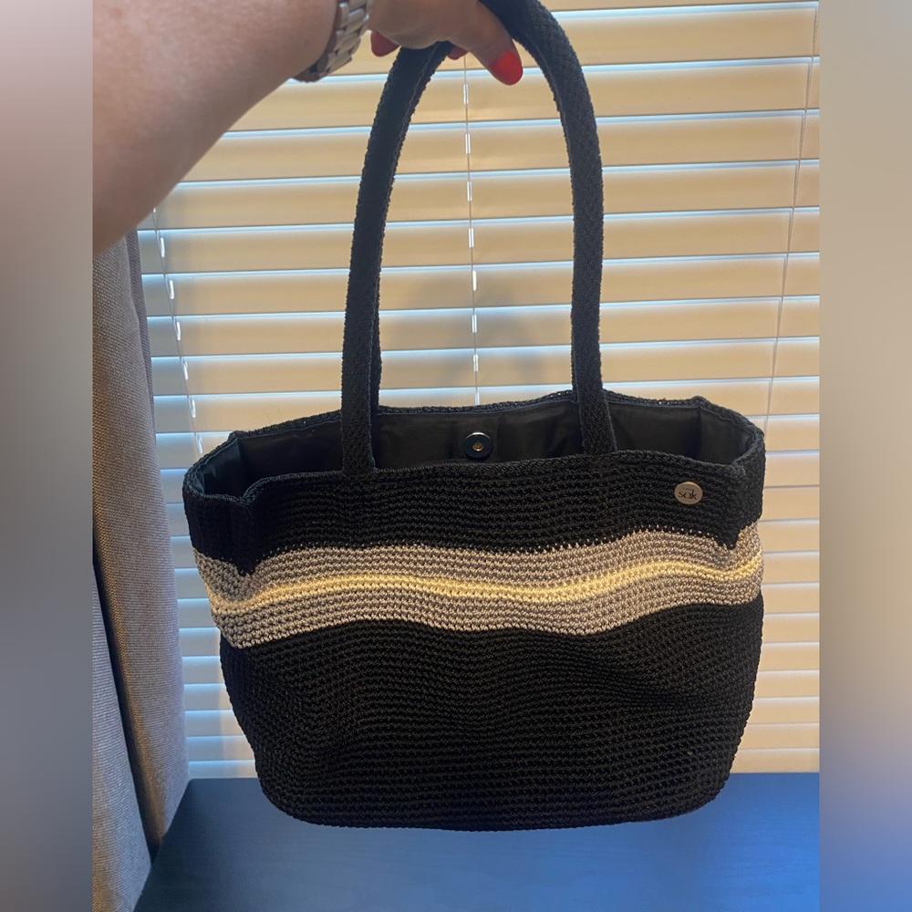 The Sak Black and Cream Knit Tote